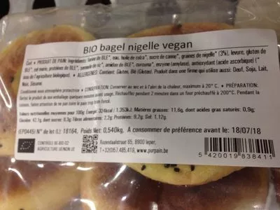 Liste des ingrédients du produit Bagel nigelle vegan  