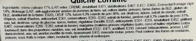 Liste des ingrédients du produit Quiche Lorraine Culinor 300 g e