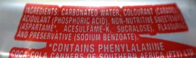 Liste des ingrédients du produit Tab The Coca-Cola Company 330 ml