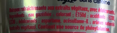 Liste des ingrédients du produit Coca-Cola light sin cafeína Coca-Cola 330 ml