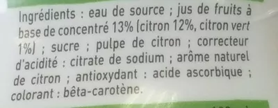 Lista de ingredientes del producto Fruit & Nada minute maid 50 cl