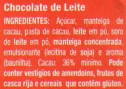 Lista de ingredientes del producto Pai Natal de chocolate Regina 15 g
