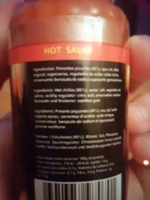 Lista de ingredientes del producto Piri Piri Hot Sauce Maçarico 100 g (100 ml)