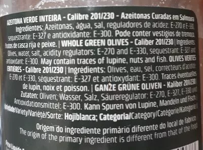 Liste des ingrédients du produit Olive verte entière Olivamira 