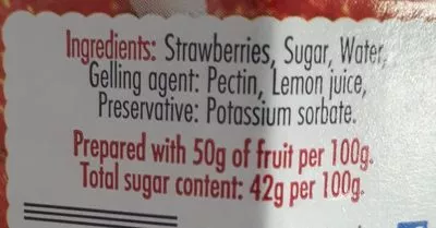 Lista de ingredientes del producto Streamline Less Sugar Strawberry Jam Streamline 340 g