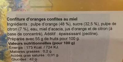 List of product ingredients Confiture d'orange Bangs 285,10gr