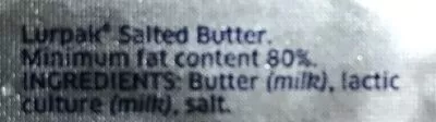 List of product ingredients Butter Slightly Salted Lurpak 250g