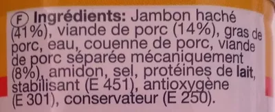 List of product ingredients Délice de Jambon Tulip 200 g e