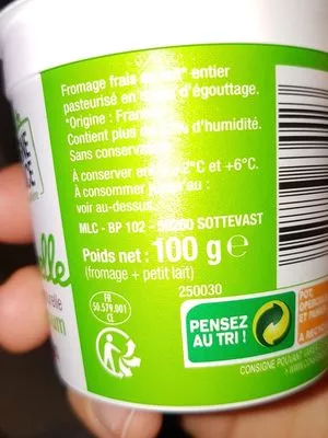 Liste des ingrédients du produit Faisselle Campagne de France 100g