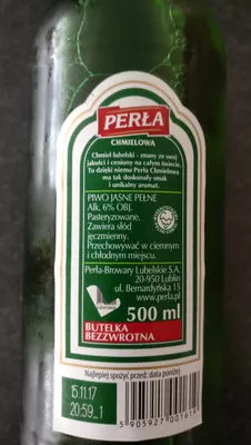 Lista de ingredientes del producto Perła Chmielowa Perła Browary Lubelskie, Perła 500 ml