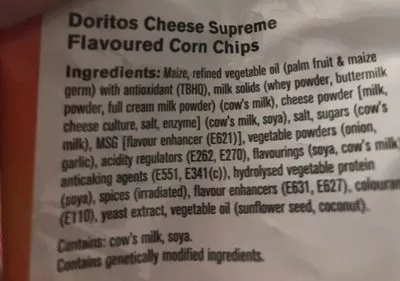 Lista de ingredientes del producto Doritos Doritos 