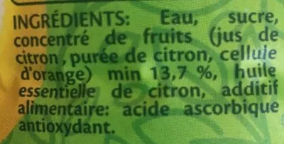 Lista de ingredientes del producto Citronnade  