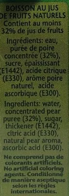 Lista de ingredientes del producto Lot De 6 Nectar Poire Oh  