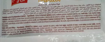 Liste des ingrédients du produit CROSTATINI fourrage Abricot moulin d'or 70
