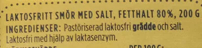 List of product ingredients Smör laktosfritt Valio 200 g