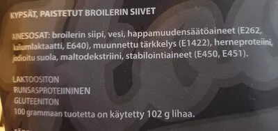 List of product ingredients Broilerin siipi Hook 700 g