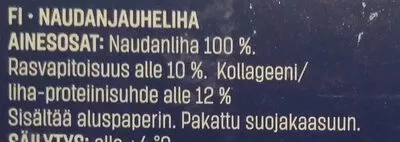 List of product ingredients Naudan jauheliha Kotimaista, Snellman 700g