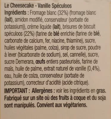 Liste des ingrédients du produit cheesecake vanille spéculoos gü 2