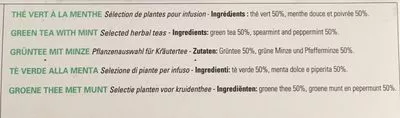 Lista de ingredientes del producto Thé vert a la menthe  