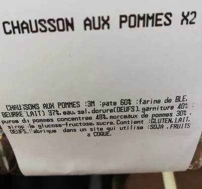 Lista de ingredientes del producto chaussons aux pommes leclerc 180 g