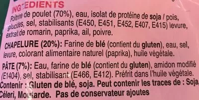 Lista de ingredientes del producto Escalope De Poulet Of tov 