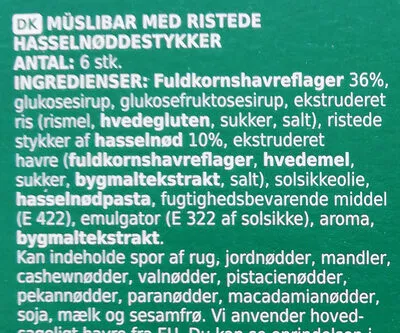 List of product ingredients Müslibar coop 138 g