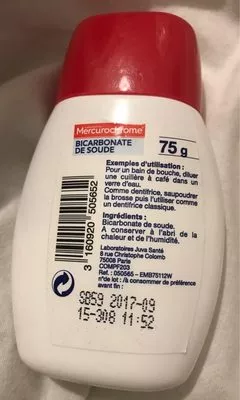 List of product ingredients Bicarbonate de soude  