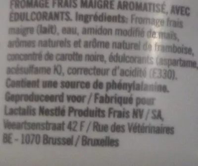 Liste des ingrédients du produit Kvarg Framboossmaak Lindahls 500 g