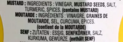 List of product ingredients Yellow mustard  