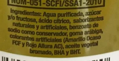 List of product ingredients Chaparritas sabor Piña del Fruto 250 ml