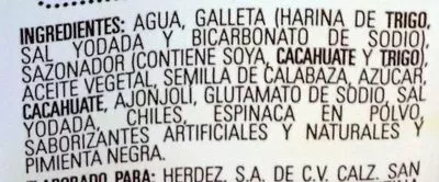 Lista de ingredientes del producto Mole Doña María Doña María 540 g