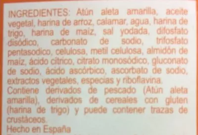 List of product ingredients Nuggets de atún, Tuny, Tuny 300 g.