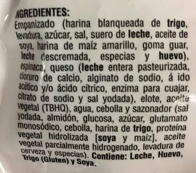 Lista de ingredientes del producto Medallones de espinacas y queso, La Huerta La Huerta 360 g