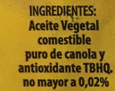 List of product ingredients Aceite de canola Canoil Canoil 1 L