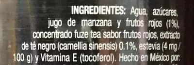 Lista de ingredientes del producto Fuzetea Té negro sabor Frutos Rojos Coca Cola,  Fuzetea 413 ml