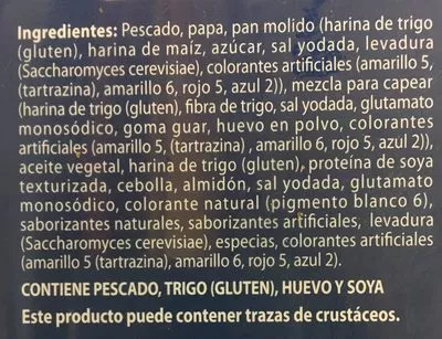 Lista de ingredientes del producto Barritas de pescado, Great Value, Great Value 340 g