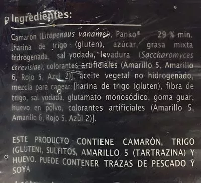 Liste des ingrédients du produit Camarones empanizados, Extra Especial Extra Especial 460 g