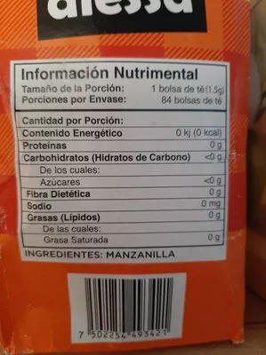 List of product ingredients Te de manzanilla Gourmet Tea alessa 126 gr