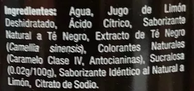 Lista de ingredientes del producto Nature's Factory Té negro Sabor Limón Nature's Factory 485 ml