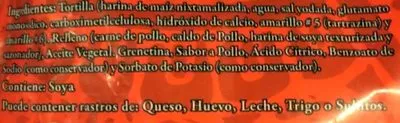 Liste des ingrédients du produit Taquitos de Pollo Alamesa 720 g