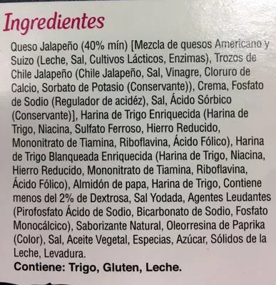 List of product ingredients Botana de Queso Jalapeño Mc Cain 264 g