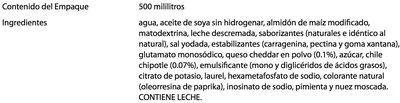 Liste des ingrédients du produit CREMA QUESO CON CHIPOTLE KNORR 500 ML