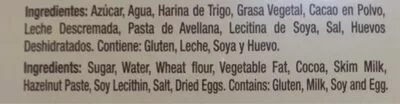 Lista de ingredientes del producto Rolls filled with hazelnuts and chocolate  120 g