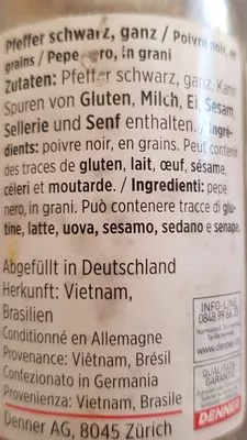 List of product ingredients Poivre noir Denner 