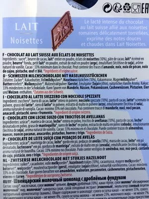 List of product ingredients Chocolat Au Lait Aux éclats De Noisettes 100g Villars Villars 100 g