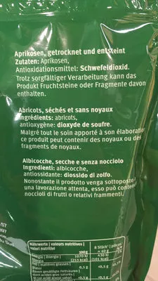 List of product ingredients Abricots Sun Queen 200g