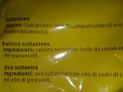 List of product ingredients M classic Raisins Sultanines Clair Migros 300G Migros, M-Classic, Delica 300g