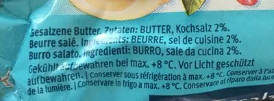 Lista de ingredientes del producto Gesalzene Butter Migros 100 g e