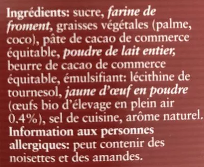 List of product ingredients Crepes ectra fines fourees au chocolat  