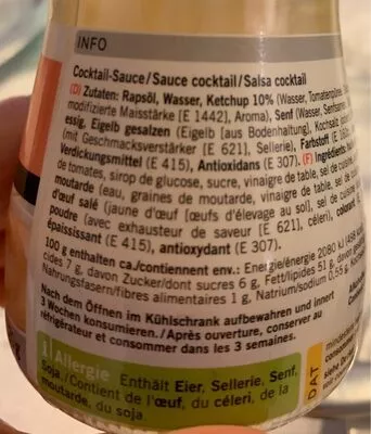 Liste des ingrédients du produit Sauce coktail Coop 120 g